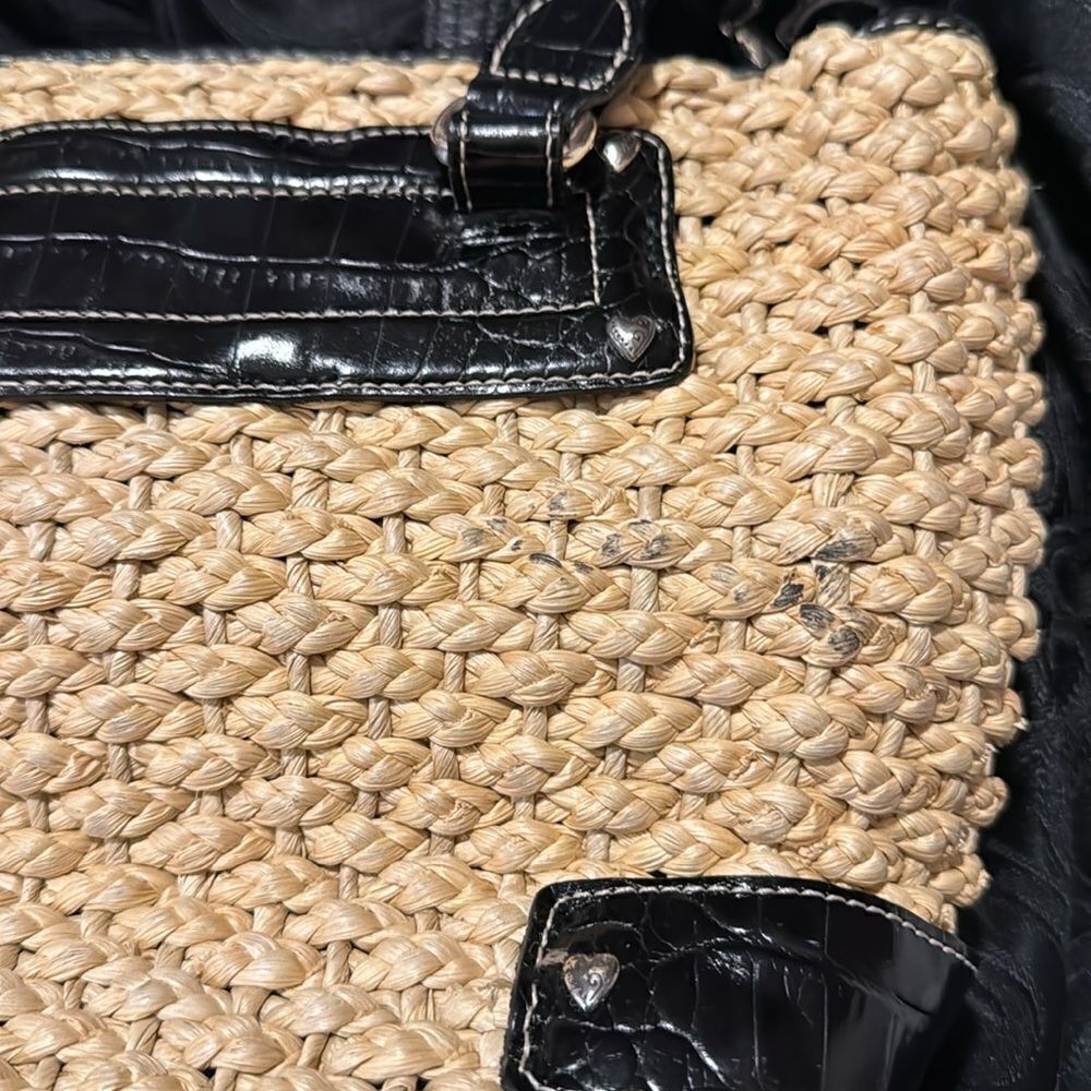 Brighton chocolate leather Woven Straw Shoulder Zip bag - Picture 14 of 14